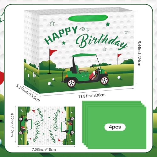 Hooqict Large Golf Gift Bag Golf Themed Birthday Party Gift Wrapping Bag with Handles, Tissue Paper, Greeting Cards for Kids Boys Men Goodie Candy Treat Party Favors - color: Golf