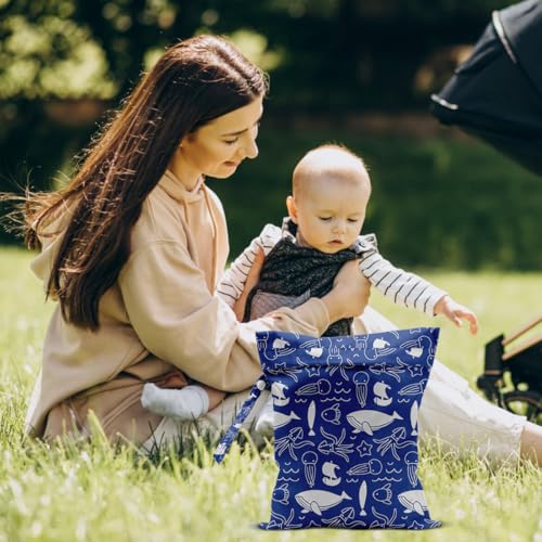 Whale Wet Dry Bags for Diaper Waterproof Swimsuit Washable Reusable Bag for Beach Diapers Dirty Yoga Gym Clothes Plant Gifts for Men Baby Friend Women - color: Fish4