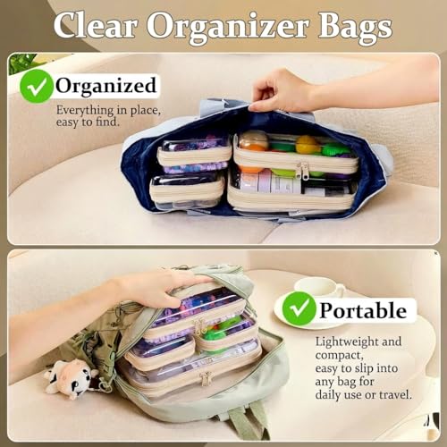 4 pcs Clear Zipper Pouches,Hard Shell Zipper Case, Toiletry Bag for Travel, CLear Diaper Bag, Toiletry Pouch, Travel Organizer, Cosmetic Bag,Toy Storage Bins (M+3S)(Ivory) - color: Ivory, size: M+3S