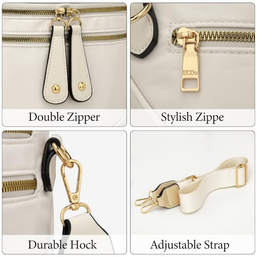 KKXIU Crossbody Sling Bag for Women Trendy Fanny Pack Vegan Leather Chest Bag | Trendy - color: Large-Beige
