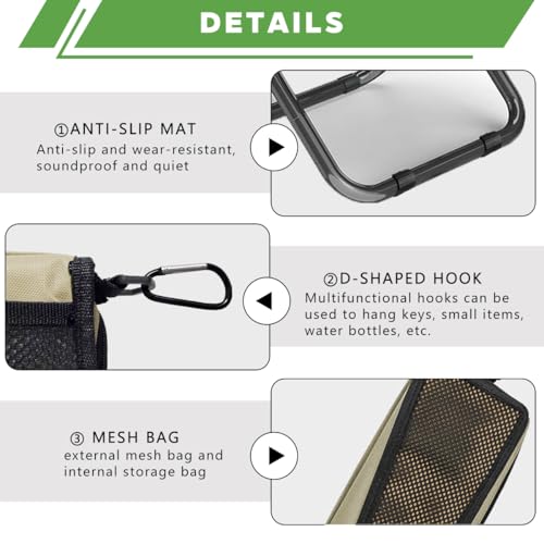 2-in-1 Collapsible Camping Stool & Sling Bag / 220LB Load Capacity Folding Portable Fishing Stool/Collapsible Stool for Camping, Hiking, Fishing, Gardening & Beach Outdoor Activities - color: Khaki, size: Medium
