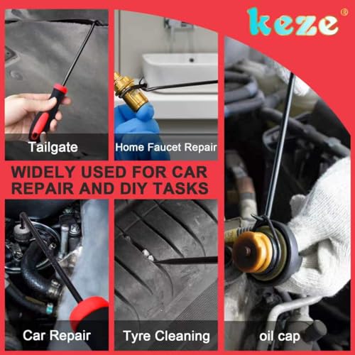 Keze 12 Pcs Pick and Hook Tool Set Includes Long & Mini Precision Pick Tool Kit for Car Auto Oil Seal/O-Ring Seal Gasket Pick Hooks Puller Remove - color: Black-12 Hook and Pick Set