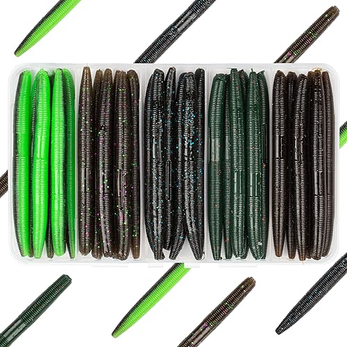 30/50/78/100Pcs Senko Worms Kit – 4"/5" Soft Plastic Fishing Lures with Salt Impregnation for Bass Fishing - color: Multi Colors B, size: 4 inch