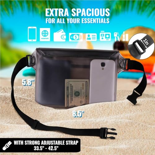 AiRunTech Waterproof Fanny Pack,Phone Pouch Dry Bag for Passport Wallet Purse,Floating Waterproof Bags for Travel Beach Swimming Kayaking Boating Cruise Accessories - color: Gray + Black