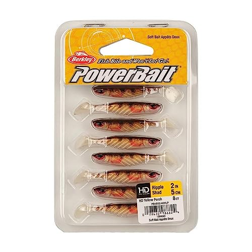 Berkley PowerBait Ripple Shad Fishing Soft Bait - color: HD Yellow Perch, size: 2"