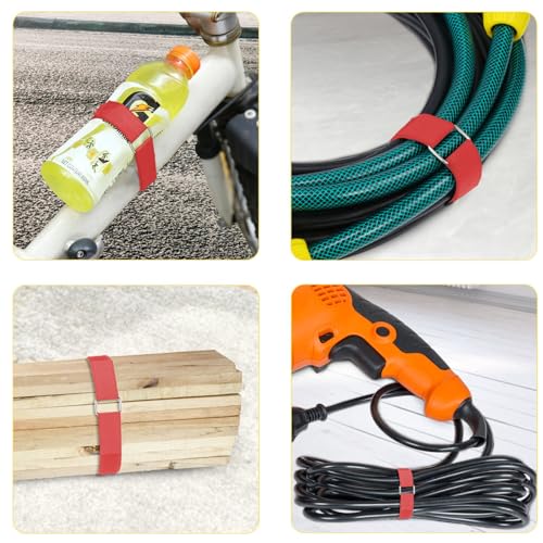YMCRLUX 1"x16ft Hook and Loop Straps with 25 Metal Buckles, Adjustable Fastening Cable Straps, Cut-to-Length Cinch Strap, Reusable Nylon Securing Cord Ties for Organizer or Storage, 1 inch Wide,Red - size: 1in x 16ft Red