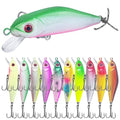 Fishing Lures Large Hard Bait Minnow VIB Lure with Treble Hook Life-Like Swimbait Fishing Bait Popper Crankbait Vibe Sinking Lure for Bass Trout Walleye Redfish - color: 10pcs 6.2cm/5.6g