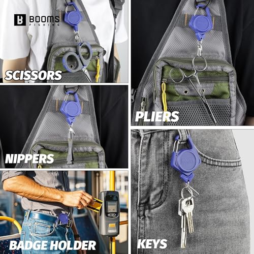 Booms Fishing Zinger Retractor 3pack: Fly Fishing Retractor with 27.5" Retractable Lanyard - 4oz Retractable Keychain for Key Nippers Scissors Forceps, Fly Fishing Accessories, XW80 - color: Blue
