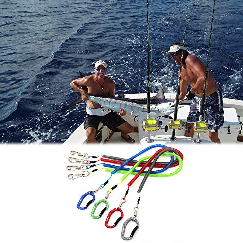 HERCULES M4 Fishing Lanyard, Fishing Pole Tether, Kayak Paddle Leash, Heavy Duty Retractable Coiled Lanyard for Fishing, Rods, Pliers, Boating, Paddles, Kayak - color: Pack of 2 Red, 17.7" Plus