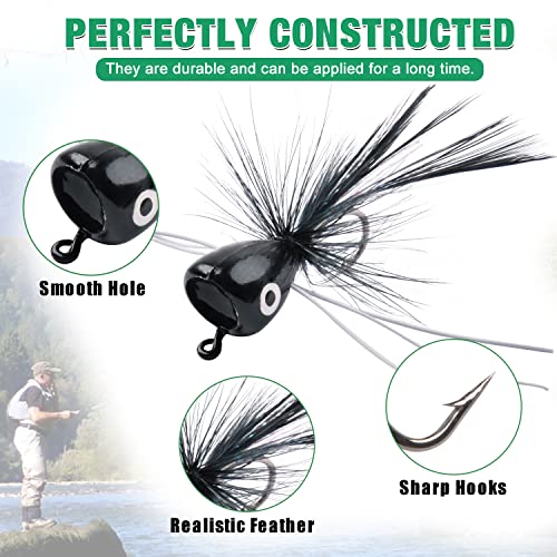Fly Fishing Popper Lures Kit,Bass Poppers Flies Dry Fly Fishing Flies Panfish Bluegill Popper Bait Bug with Hooks for Freshwater - color: 12pcs Popper Lures Kit