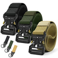 DOOPAI Tactical Belt for Men, 3Pack Military Nylon Web with Heavy Duty Quick Release Metal Buckle - color: 21 Black/Green/Beige, size: 28-42 Waist Adjustable 125 cm (3 Pack)