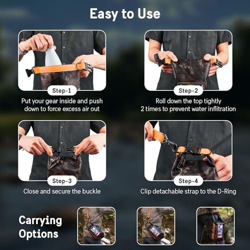 Pelican Marine IP68 Waterproof Dry Bag 5L w/Phone Pouch/Case - Hunter Camo | Roll Top Waterproof Backpack with Touchscreen Phone Pouch - Swimming, Kayaking, Camping, Rafting, Fishing & Travel Essentials - color: Hunter Camo - 5L, size: 5L