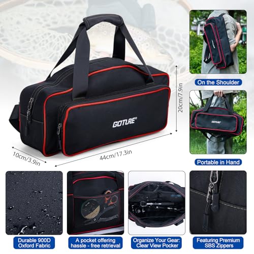 GOTURE Telescopic Fishing Rod and Reel Combos, Carbon Fiber Travel Fishing Pole, 9+1 BB Spinning Reel, Saltwater Freshwater Fishing Gear Kit with Braided Line, Lures, Carrier Bag for Bass Trout - color: 1 Rod & 1 Reel Spinning Fishing Combo - Oxford Soft