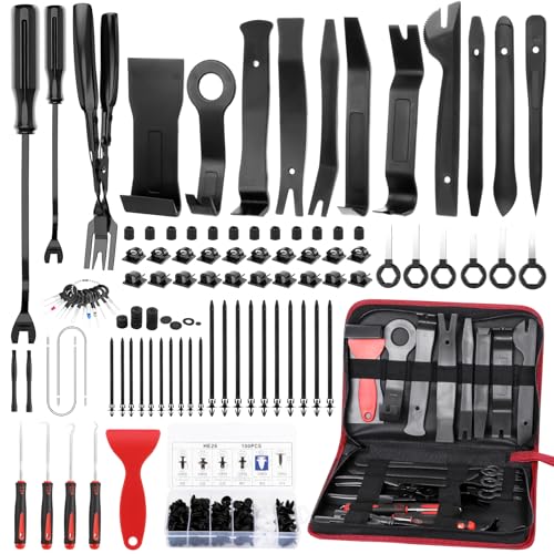 GLK 248pcs Trim Removal Tool, Pry Tool, Door Panel Removal Tool Kit | Fasteners Remove Tool with Car Retainer Bumper Clips, Automotive Hook Set, black - color: Black
