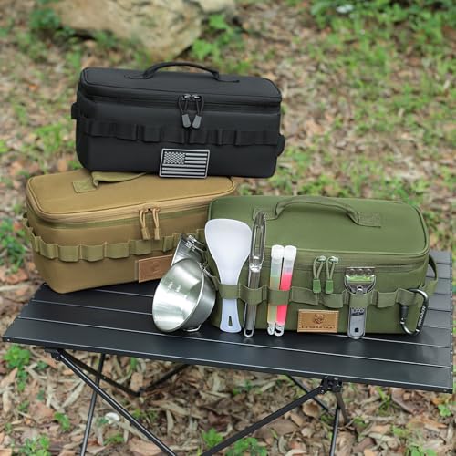 Tactical Camping Storage Bag 9L Tactical Utility Tote Bag Camping Cookware Organizer Trunk Organizer - color: Army Green