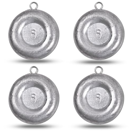 Disc Sinkers Fishing Weights, Coin Fishing Sinkers Weights Saltwater Surf Fishing Weights Bottom Drifting Trolling Catfishing Fishing Sinkers Saltwater Gear Tackle 1oz 2oz 3oz 4oz 5oz 6oz 8oz - style: 8 Ounce, 4 Pack