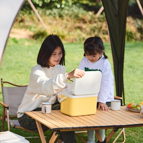 Naturehike 5.3/15/19 QT Hard Cooler, Insulated Ice Chest Box, Portable Ice Retention Cooler for Beach Camping Picnic Fishing Barbecue - color: Yellow, size: 5.3QT
