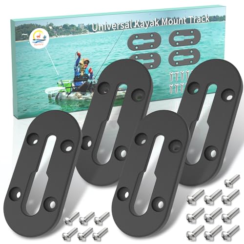 Huntury Kayak Track, Kayak Low Profile Track, Kayak Rail, Kayak Accessories Mount Track, Kayak Gear Track for Fishing Rod Holder, Fish Fider, Cup Holder, Anchor Cleats - style: 4pcs 4“ Length