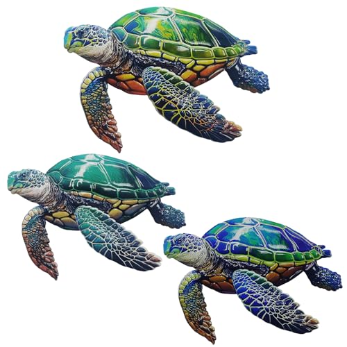 John's Studio 3Pcs Metal Turtle Sea Wall Decor Outdoor Garden Hanging Art Sculptures Home Ocean Theme Decorations for Kitchen Bathroom and Pool - color: Turtle 3PCS