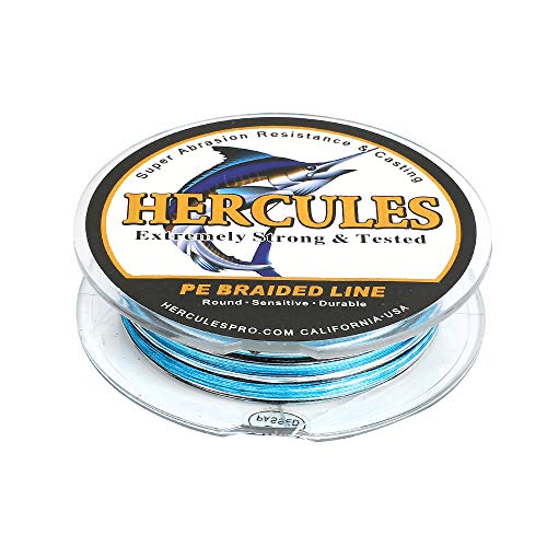 HERCULES Cost-Effective Super Strong 4 Strands Braided Fishing Line 6LB to 100LB Test for Salt-Water, 109/328 / 547/1094 Yards (100M / 300M / 500M / 1000M), Diam# 0.08MM - 0.55MM, Hi-Grade - color: Blue Camo, size: 8LB(3.6KG)-0.10MM-109YDS(100M)