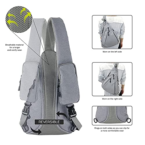 JESSIE & JAMES Peyton Crossbody Sling Backpack Concealed Carry Purse For Women Men Outdoor Chest Bag Shoulder Backpack - color: Grey