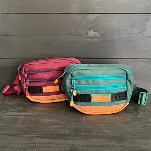Wilderdog Utility Fanny Pack stores Treats, Balls, Keys in 3 Pockets with adjustable strap and Poop Bag dispenser (Huckleberry) - color: Huckleberry