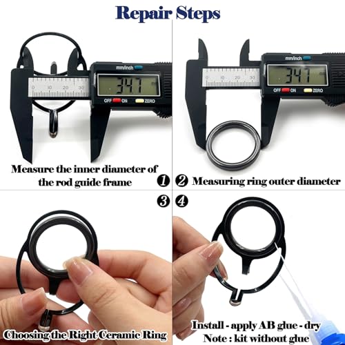 Fishing Rod Eyelet Repair Kit 28Pcs/50Pcs Fishing Ceramic Rings Replacement Set,14 Sizes Fishing Pole Rod Tip Eyes Repair Accessories - size: 6#~25#_50pcs
