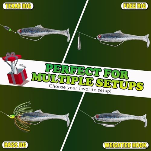 LUCKYFISHING Paddle Tail Swimbaits Soft Plastic Swimbaits Soft Baits for Bass Fishing Trout Crappie Walleye Freshwater Saltwater 10/16/20 PCS Soft Plastic Baits 4/3.5/3/2.5 Inch - color: Blue, size: 3.5 inch-10pcs