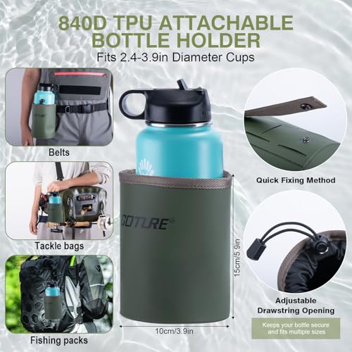 Goture 5-Layer Waterproof Stocking Foot Waders, Breathable Fly Fishing Waders for Men Women, Multiple Storage Pockets 5 Sizes - color: Green With Bottle Holder - Gift Box Pack, size: Small