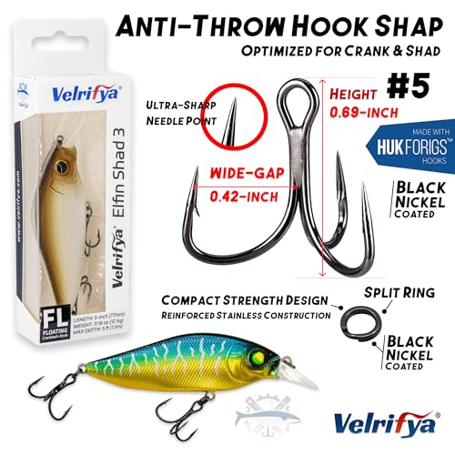 Flat Sided Japanese-Style Crankbait Elfin Shad – Medium Diving Bass Fishing Lure, Hard Bait Shad Crankbait for Freshwater Velrifya - color: 06-Sexy Shad