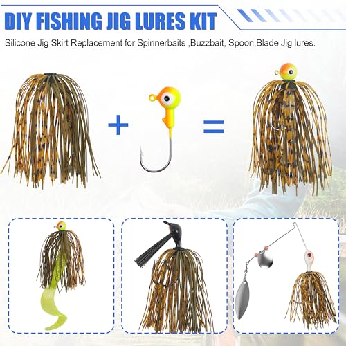 Spinner Bait Skirt Jig Skirts Replacement DIY Fishing Lure Making Supplies Soft Skirt for Spinnerbaits Bass Fishing Jigs Buzzbait Squid Jigs Fishing Lure Skirts - style: A-skirts-18pcs