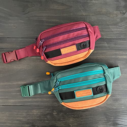 Wilderdog Utility Fanny Pack stores Treats, Balls, Keys in 3 Pockets with adjustable strap and Poop Bag dispenser (Huckleberry) - color: Huckleberry