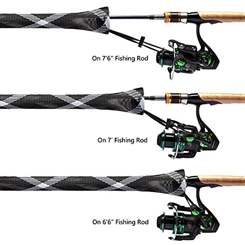 BASSDASH Casting Spinning Fishing Rod Sleeves Protective Rod Socks for Fishing Poles Up to 7-1/2ft - color: Black & White - 2pcs, size: For Spinning Rod up to 7-1/2 ft
