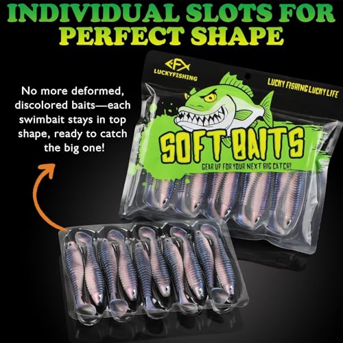 LUCKYFISHING Paddle Tail Swimbaits 10/16/20 PCS Fishing Lures Soft Plastic Lures for Trout Crappie Walleye Soft Baits for Bass Fishing Freshwater Saltwater 4.1/3.5/3/2.5 Inch - color: Blue Pearl, size: 2.5 inch-20pcs