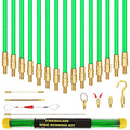 21 Feet Fiberglass Fish Tape Cable Rods, Electrical Wire Running Pull/Push Kit with Hook and Hole Kit Glow Rod, Hook Hole, Green - size: 21FT
