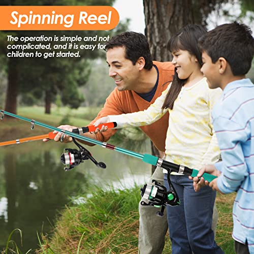 Fishing Rod Reel Combo Telescopic Fishing Pole Spinning Reel with Baits Hooks Storage Bag Compact Collapsible Fishing Pole Starter Kit for Kids Youth Adults Travel Fishing Gear
