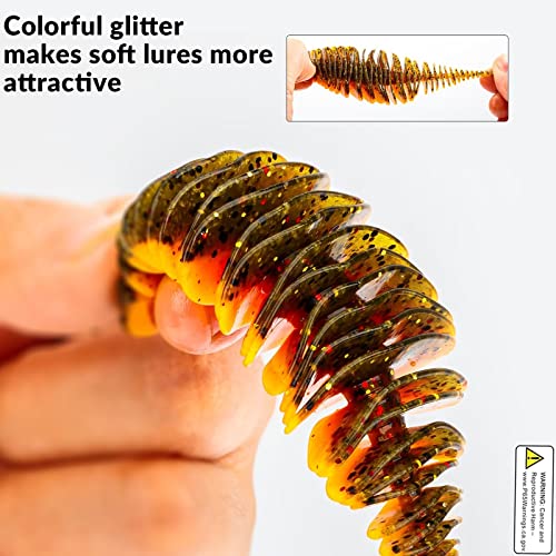THKFISH Soft Swimbait 5/6 PCS or 15/18 PCS Soft Plastic Fishing Lures Bass Lures Swim Baits Lures for Bass Fishing Worms for Bass - color: color8#, size: 3.15in-6pcs