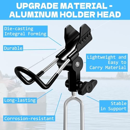 Fishing Rod Holder for Ground, 2/4pcs Fishing Pole Holders for Ground, Bank Fishing Rod Holder with 360° Adjustable Extra Long Drill Stake Rod Stand for Catfish, Beach, Shore and Mud, Men's Gift - color: Black -2 Pack