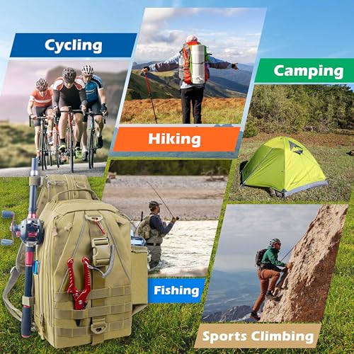 Fishing Backpack Tackle Bag with Rod Holder Lightweight Waterproof Backpack Shoulder Storage Bag Fishing Gift