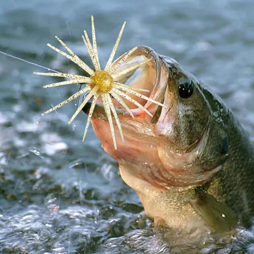 Tentacle Creature Lure Floating Fishing Lure Simulation Sea Urchin Bait Artificial Baits for Bass Fishing - color: Flash gold