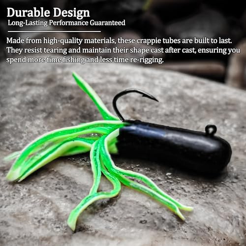 165 Pcs Tube Lures Crappie Lures with Jig Heads Soft Plastic Baits for Bass Fishing, Tube Worms Jigs Hooks Rigs Swimbait for Freshwater Saltwater - color: A2-165 Pcs, Fire Ice, Flame White, Green Viper, Neon Blaze, Black Widow and 5 Random Color