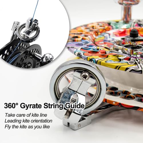 9KM DWLIFE 11in Kite Reel Winder with Shoulder Strap, Aluminum, Ratchet Lock Brake, Smooth Rotation Ball Bearing, Line-Guide, Large Single Line Kite Flying