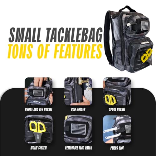 Beyond Fishing Tackle Backpack- The Voyager Tactical Fishing Storage Bag - Lightweight & Compact Bag For Fishing - color: All Black