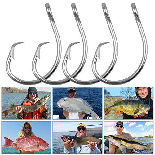 Tuna Circle Hooks Stainless Steel Big Game Saltwater Hook 30Pcs Extra Strong Short Shank Circle Hook 8/0-20/0 - size: 14/0#(30pcs per pack)