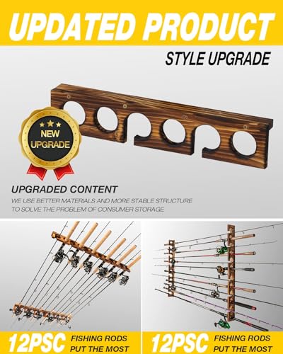 Ghosthorn Holds Up to 24 Rods Fishing Pole Rod Racks Wall or Ceiling Mounted Fishing Pole Rod Holders for Garage Storage Organizer Fishing Gear Equipment for Men Women - style: simple 4 sets hold up 24 rods