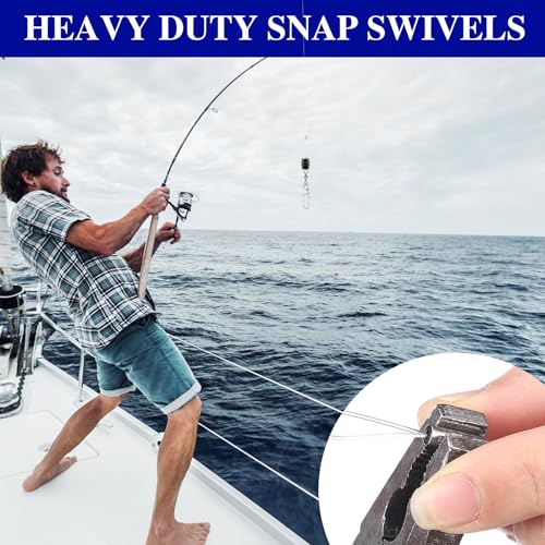 VioraWhite 2 Sets Terminal Kit Fishing Snap with Swivels, Stainless Steel Fishing Snap Swivels Corrosion Resistance with Soft Bumper, Stainless Steel Thimble and Connector Sleeves