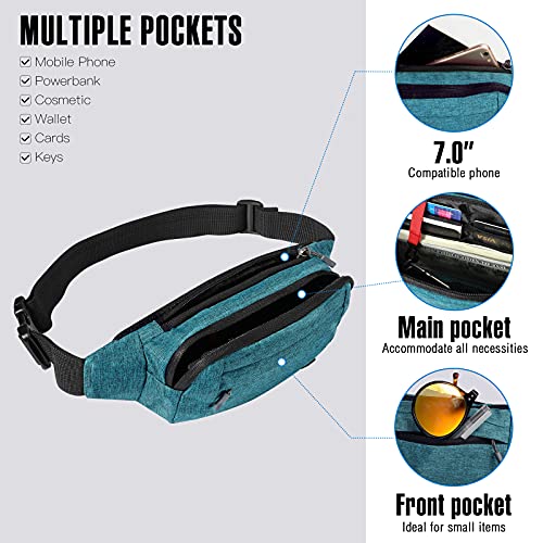 WATERFLY Fanny Pack Waist Bag: Small Hip Pouch Bum Bag Fannie Pack Phanny Fannypack Waistpack Bumbag Beltbag Sport Slim Fashionable for Jogging Hiking Hiker Woman Man - color: Green
