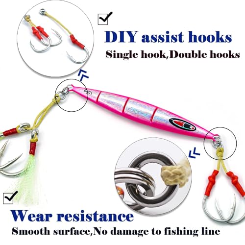 FishTrip Solid Rings Fishing 50Pcs - Stainless Steel Ring for Assist Hooks Jigs Butterfly Rigs Saltwater Freshwater - size: Size 00_50pcs