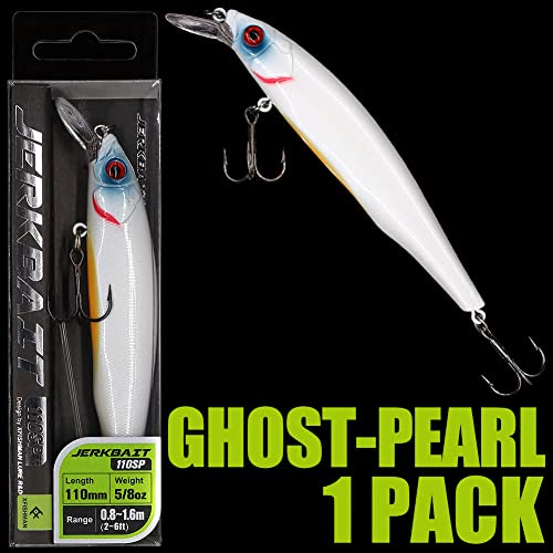 XFISHMAN Jerkbait Kit - Minnow Lure - Suspending - Bass, Smallmouth Bass, Walleye, Largemouth Bass - 1 Piece - color: Ghost-Pearl, size: 85mm（3-1/3"in）