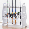 StoreYourBoard Marlin Fishing Rod Rack for Garage & Dock | Freestanding Fishing Pole Holders for Garage Holds Up to 24 Rods & Reels | Washable Weather-Resistant PVC Fishing Rod Storage Organizer
